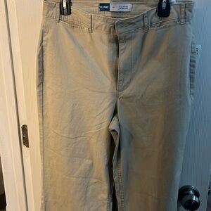 Old Navy khakis. High waisted and wide leg.